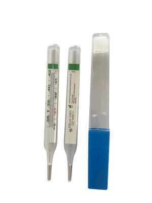 Supporto personalizzato termometro in vetro giallo/azzurro per misurare la temperatura corporea umana